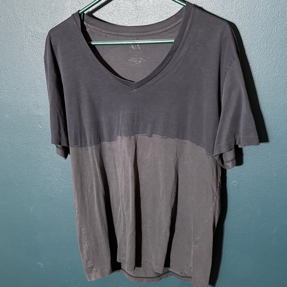 A/X Armani Exchange Charcoal and Blue V-Neck Tee